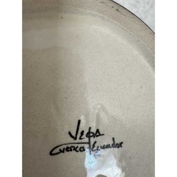 RARE VTG Eduardo Vega Vase Signed Tan Brown Abstract medium round - Picture 5 of 9